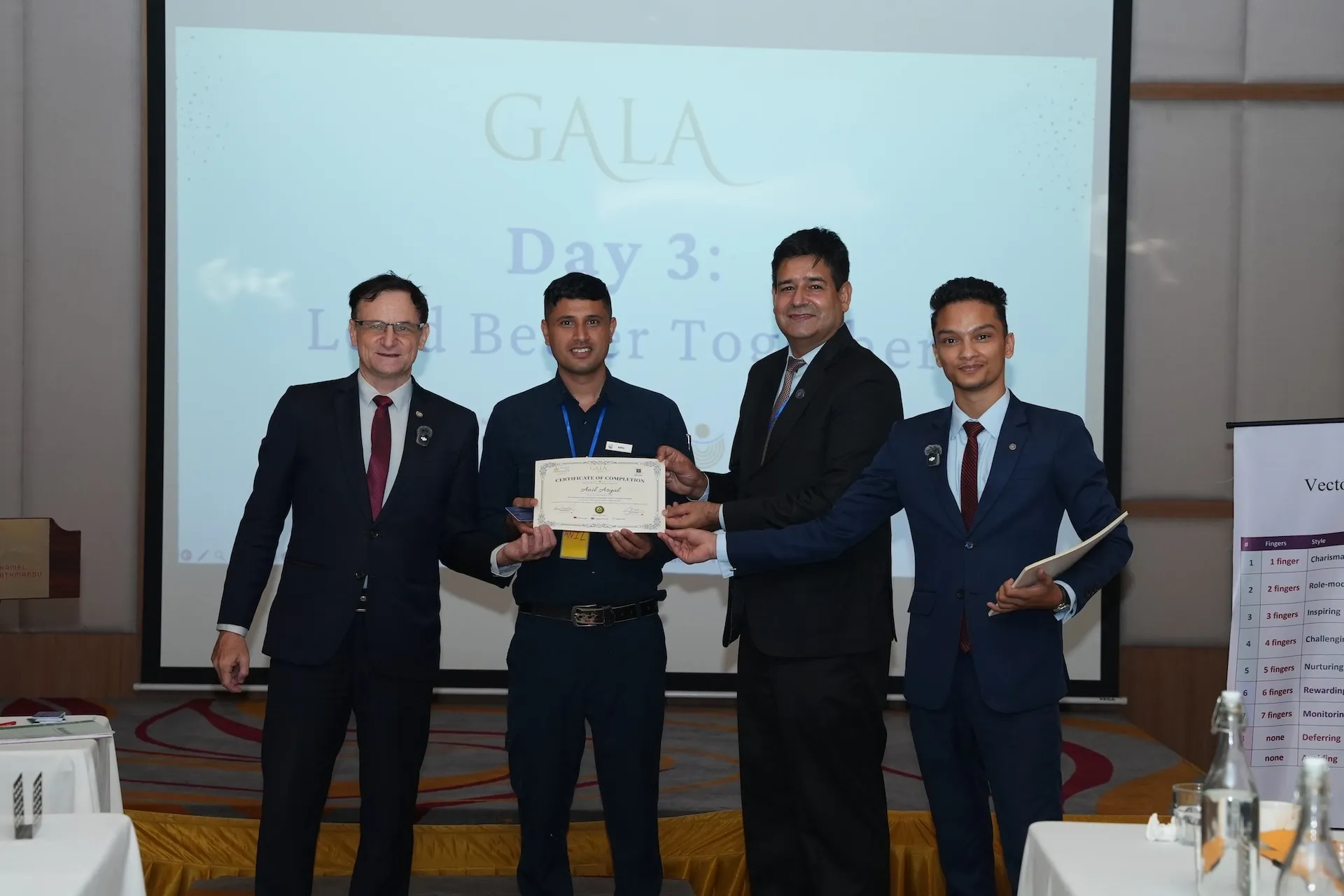 Certificate presentation at the end of the programme.
